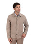 Camisola de Piel en Color Taupe, marca Perry Ellis para Hombre.